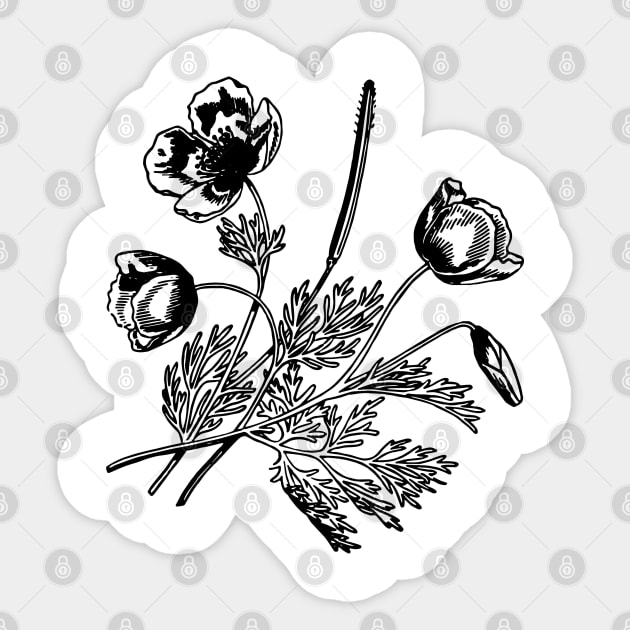 black flower leaf line art design Sticker by Artistic_st